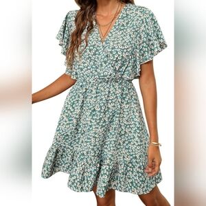 Floral Blue Dress By Manydress Women's Large EUC